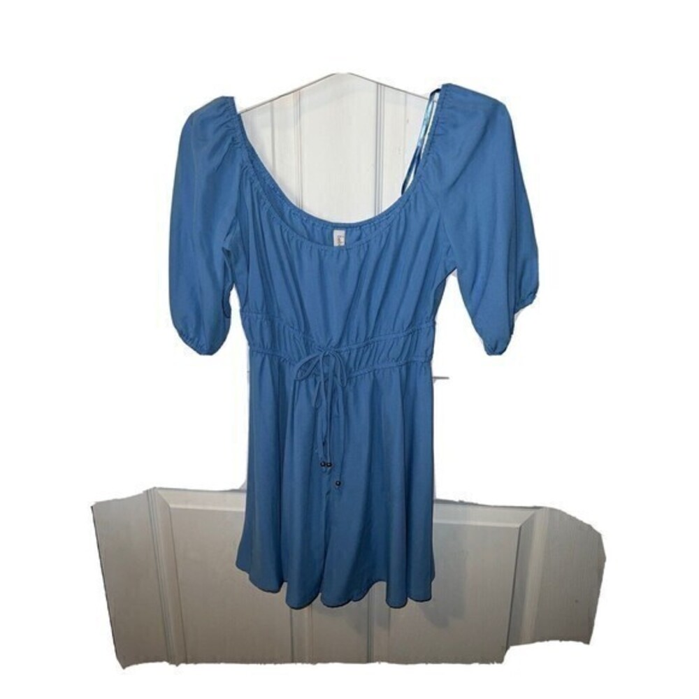 Be Bop Womens Puff Sleeve Gathered Tie Waist Wide Leg Romper Junior Size Med NWT